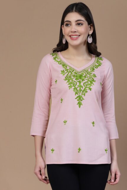 Falak Kashmiri Light Pink Kurti