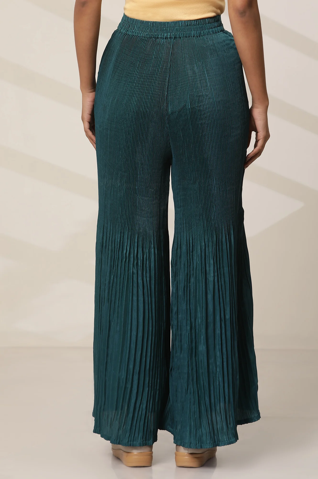 Solid Flared Woven Sharara With Pleats - Image 25
