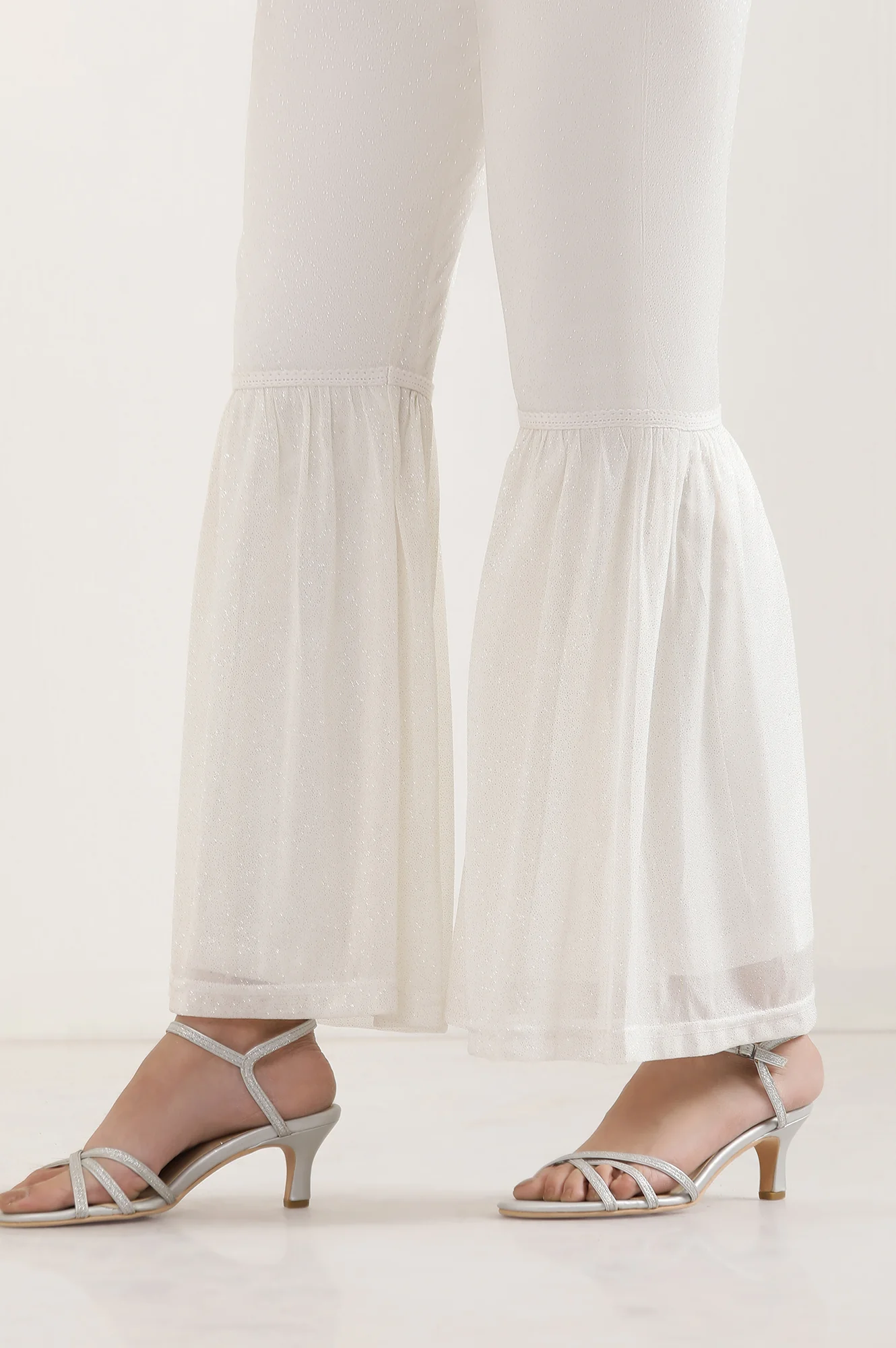 White Lace Insert Pintuck Trousers - Image 9
