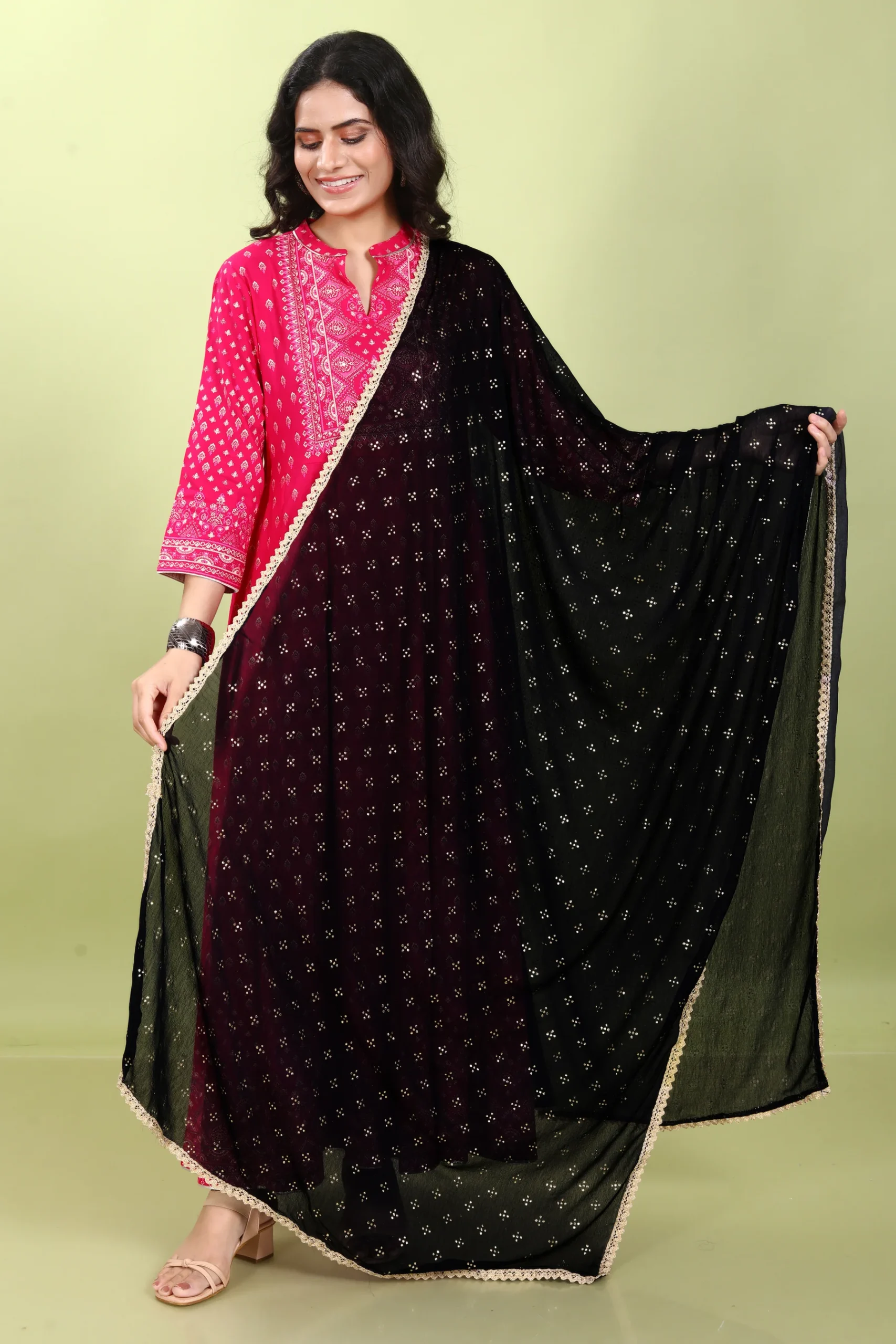 Black Chiffon Printed Dupatta
