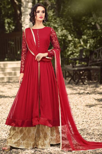 Red Georgette Palazzo Suit GLAMOUR