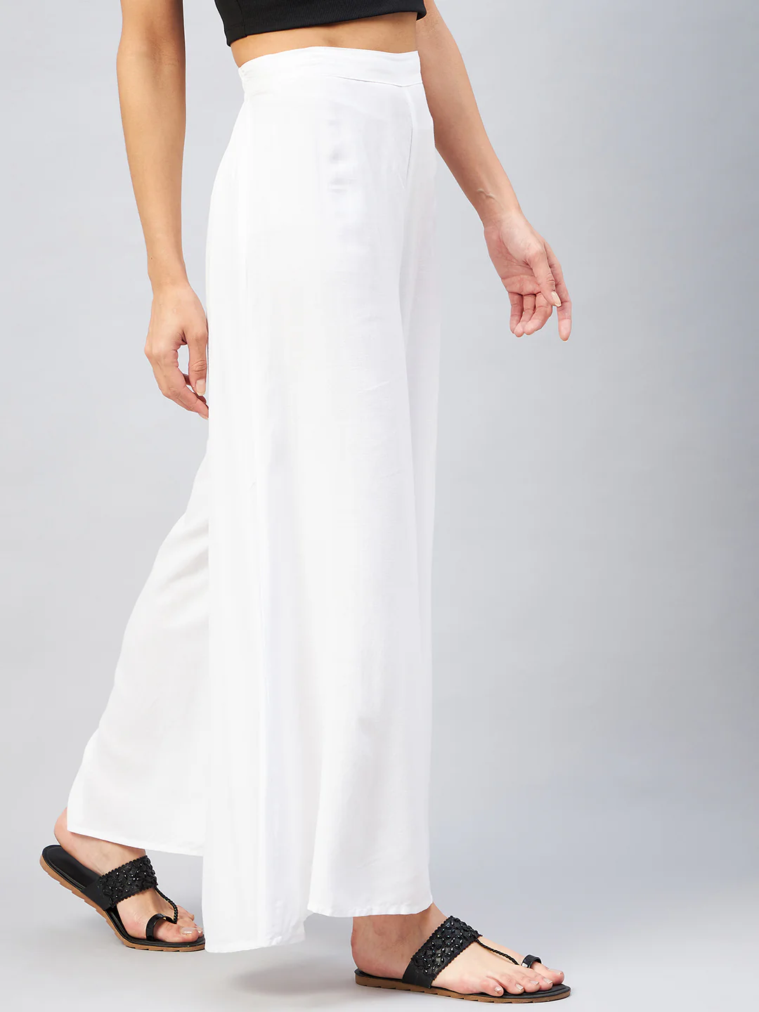 Viscose Rayon Solid White Handloom Palazzo - Image 5