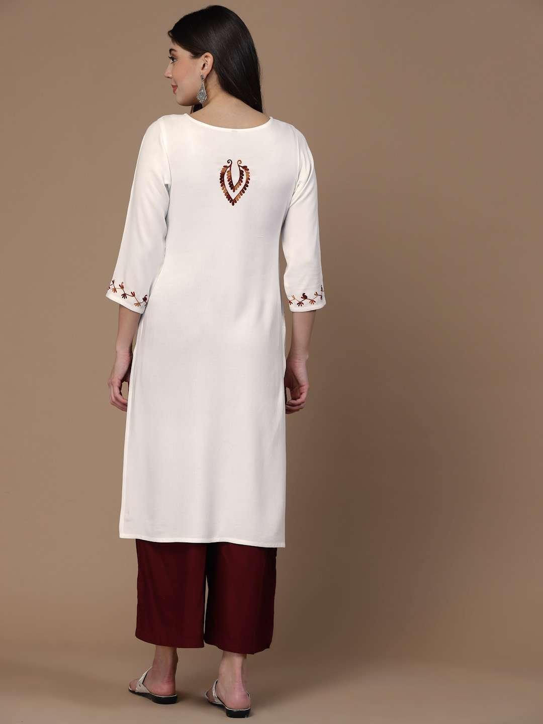 White Kashmiri Embroidered Kurti - Image 5