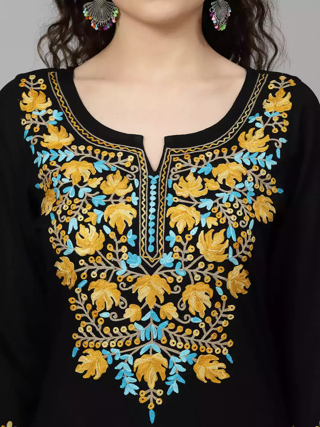 Black Kashmiri Chinarkari Kurti - Image 4