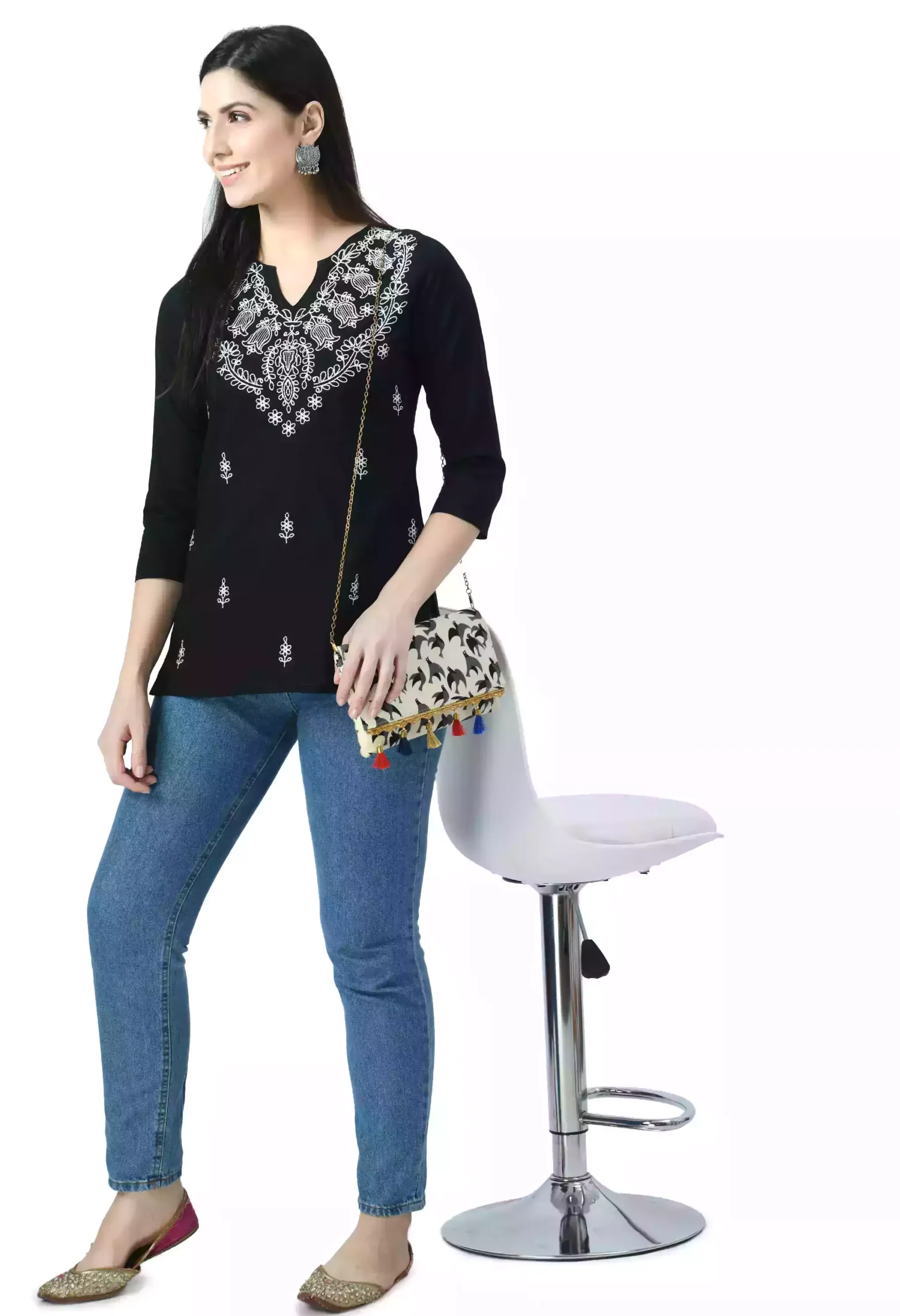 Black Chikankari Short Kurti - Image 4