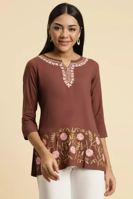 Hiba Brown Short Kurti