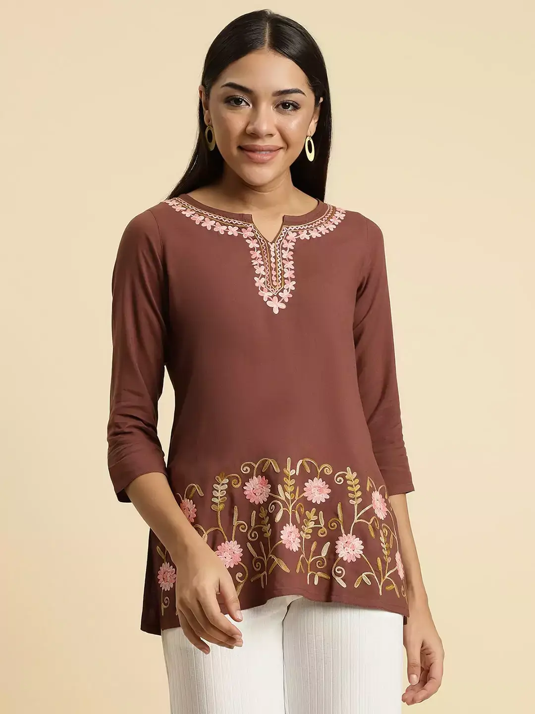 Hiba Brown Short Kurti