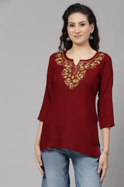 Inara Maroon Short Kurti