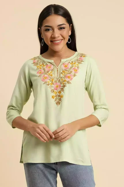 Israa Pista Green Short Kurti