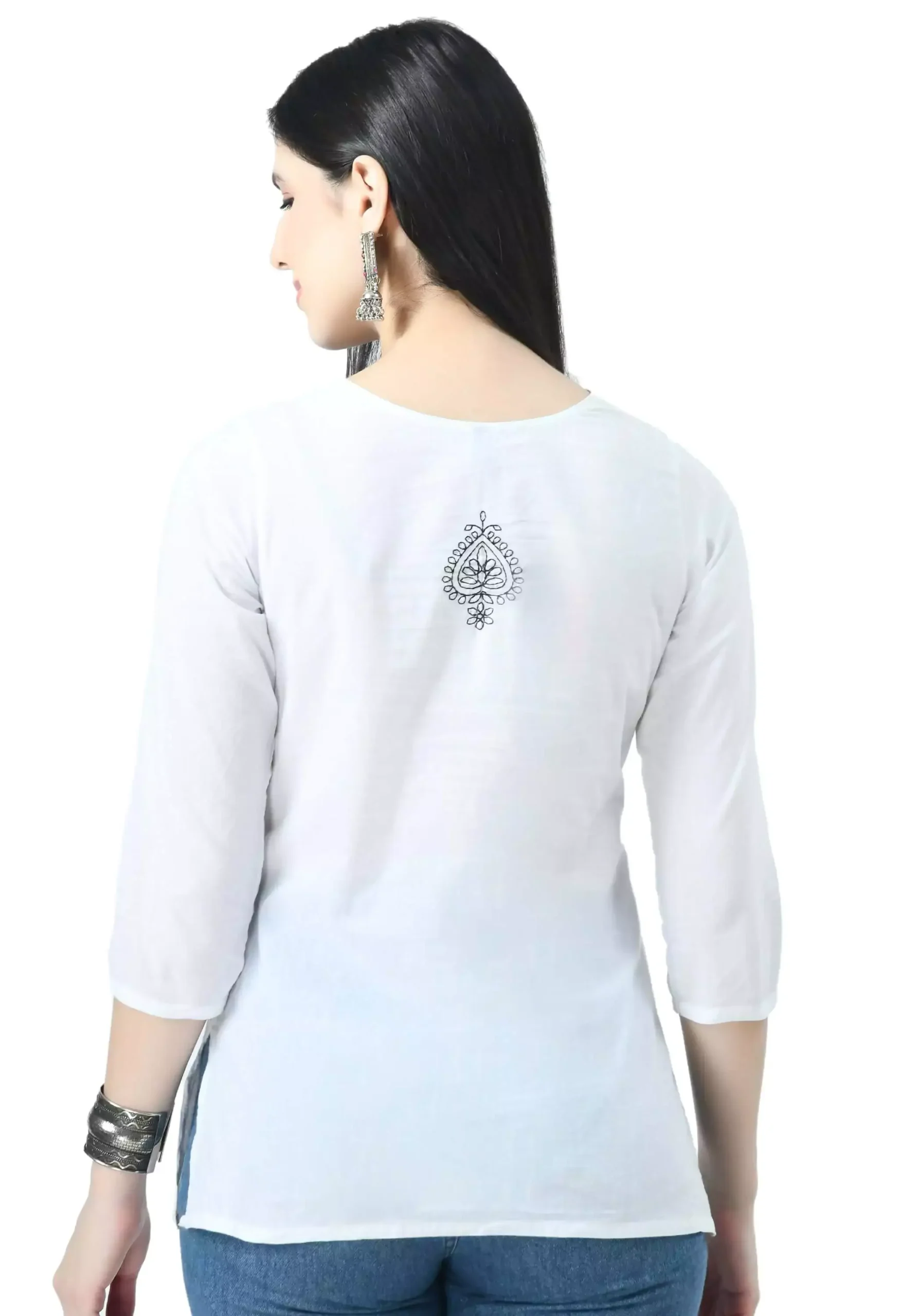 White Chikankari Short Kurti - Image 5