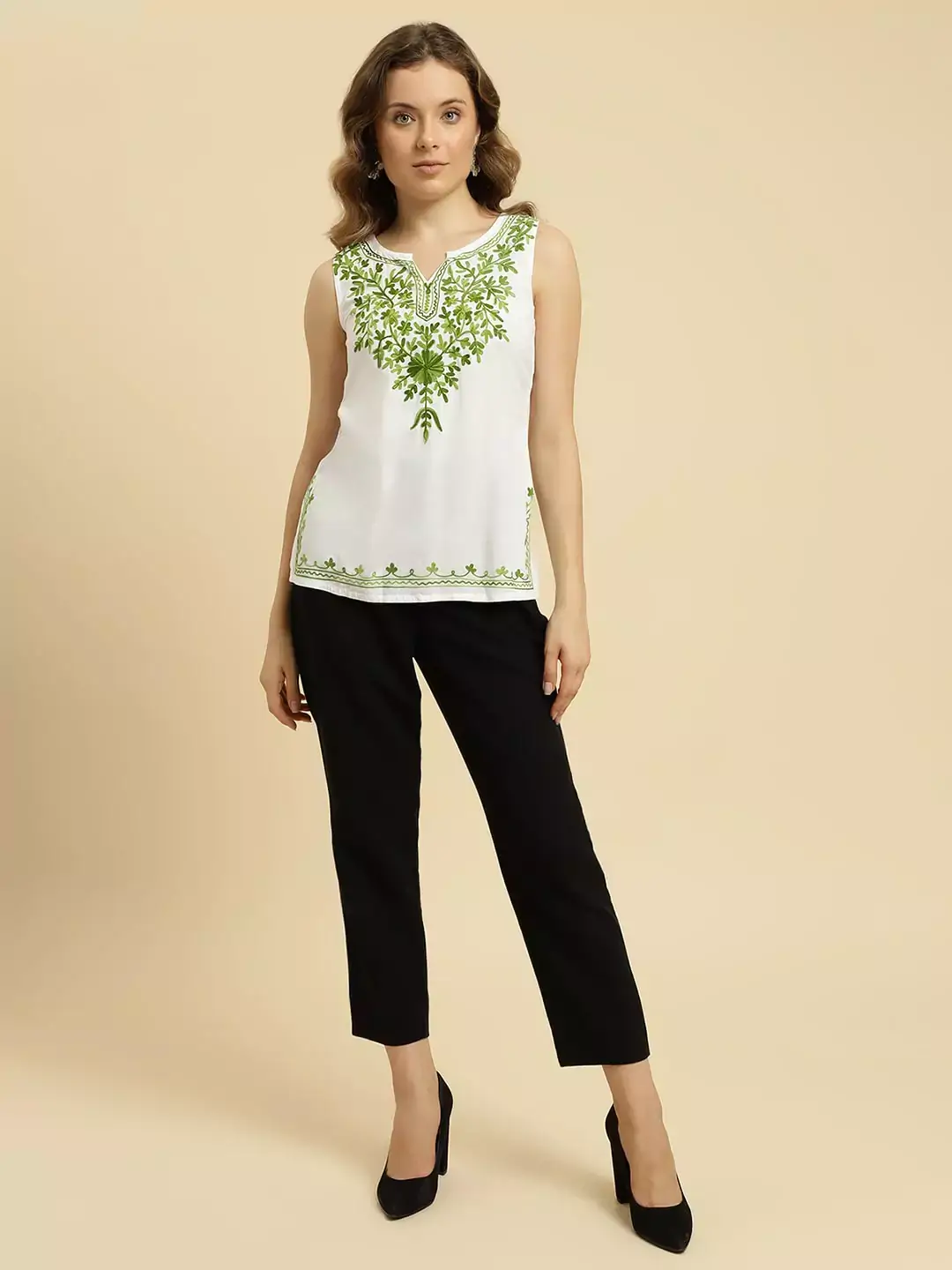 White Sleeveless Short Kurti - Image 5