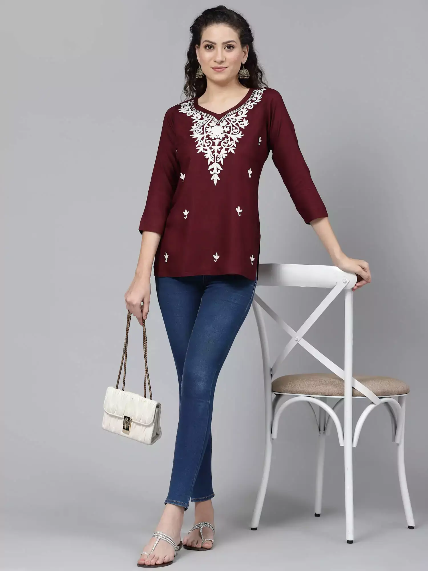 Falak Wine Short Kurti - Image 4