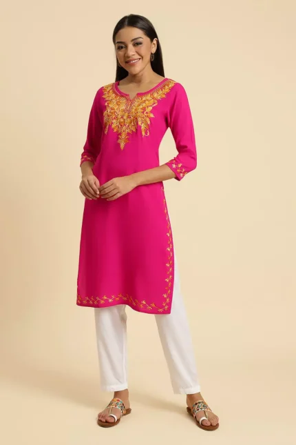 Zeenat Kashmiri Pink Kurti