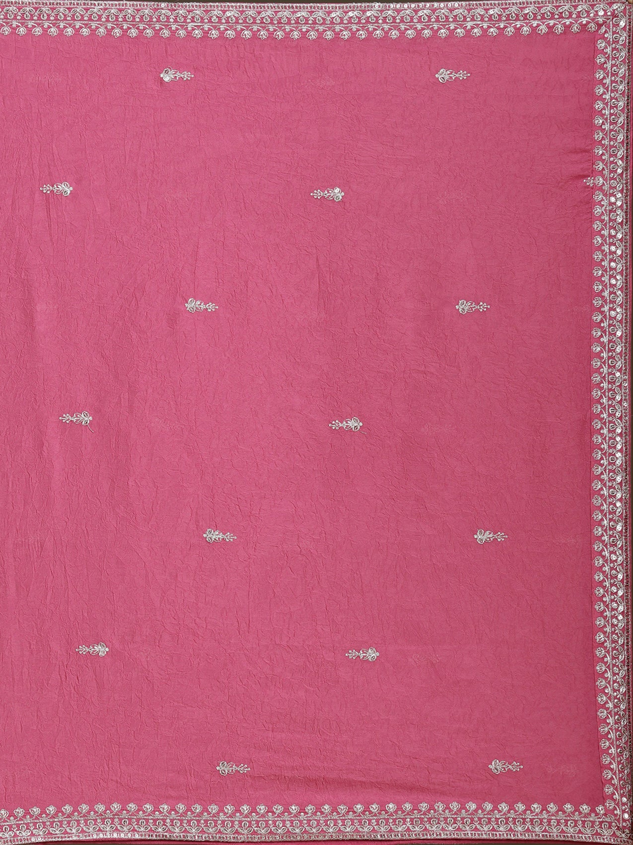 Pink Zariwork (Silver) Soft Raw Silk Readymade Lehenga - Image 9