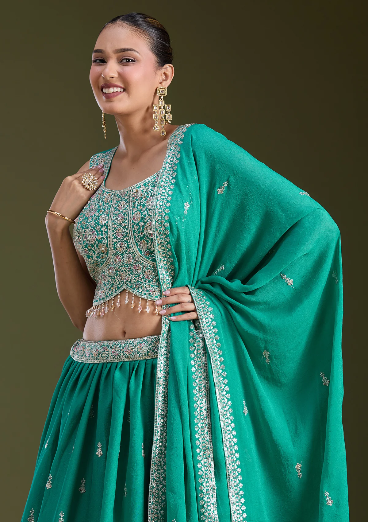 Zariwork (Silver) Soft Raw Silk Readymade Lehenga - Image 25