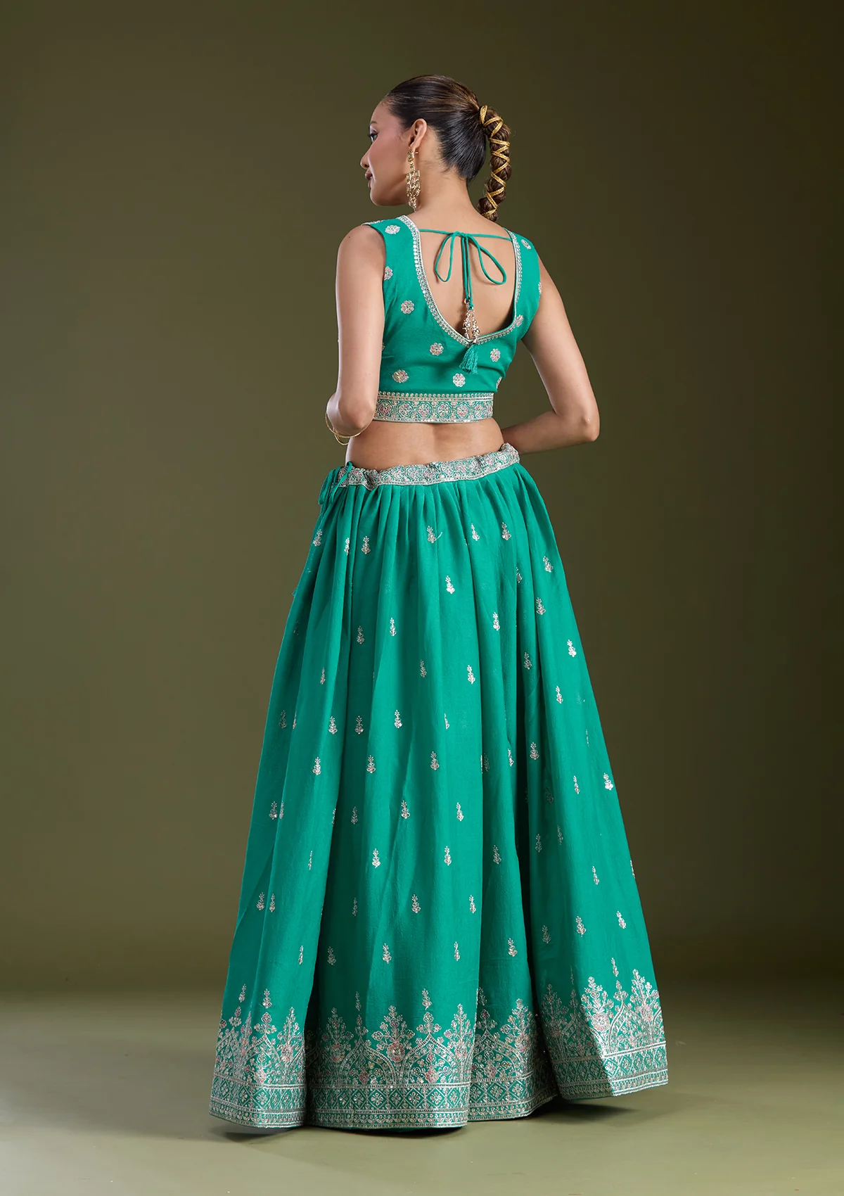 Zariwork (Silver) Soft Raw Silk Readymade Lehenga - Image 26