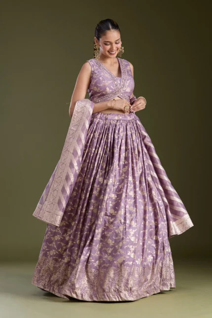 Sequins Soft Raw Silk Readymade Lehenga