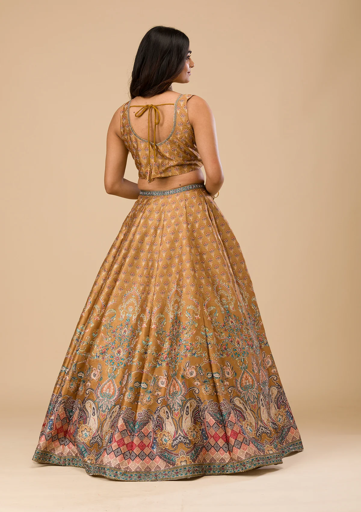 Mustard Swaroski Banarasi Readymade Lehenga Set - Image 3