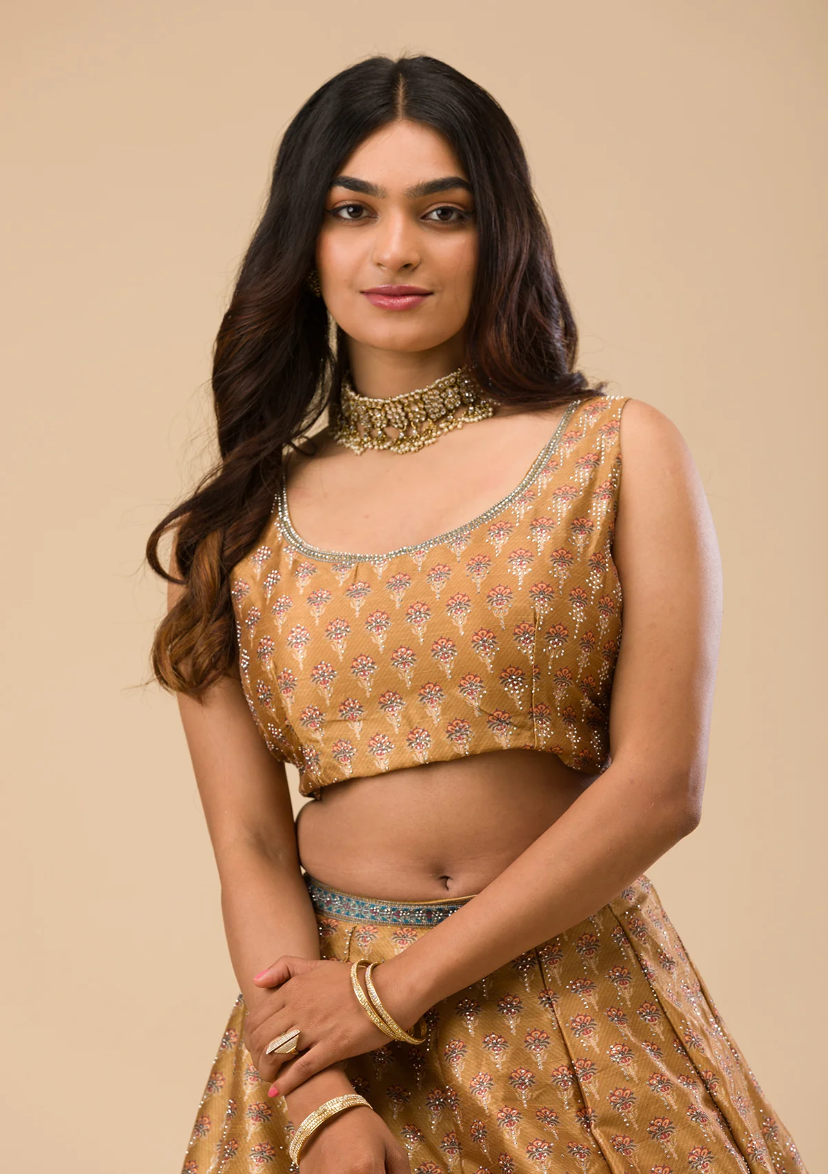 Mustard Swaroski Banarasi Readymade Lehenga Set - Image 7