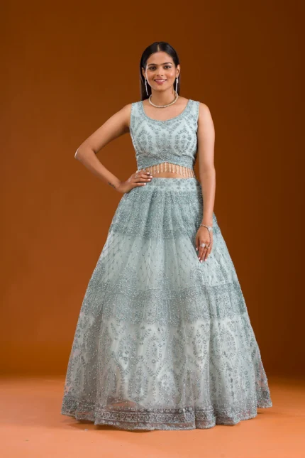 Stonework Net Readymade Lehenga